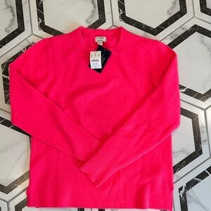 J. Crew Factory Women's Neon Pink Crew Neck Sweater